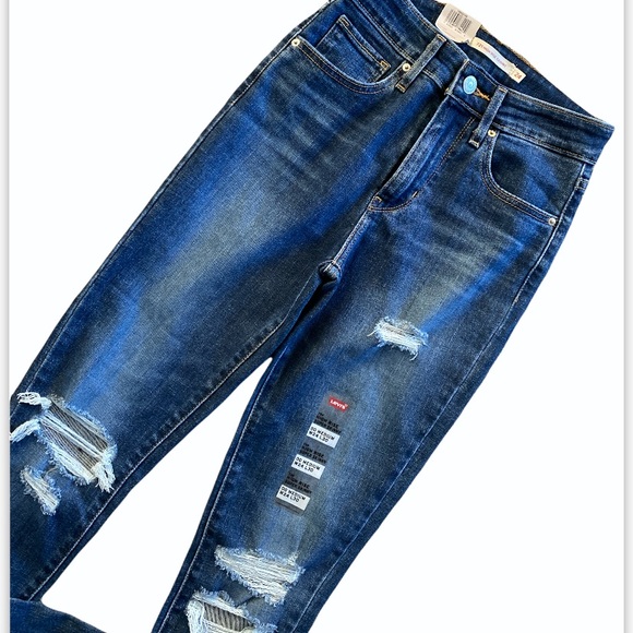 NWT Levis 721 High Rise Skinny Jeans Distressed 24/L30 - Picture 6 of 8